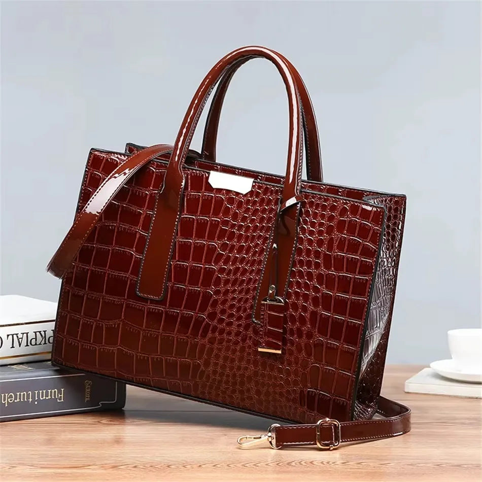 Brand Leather 3 Layers Alligator Crossbody Bag for Women Female Shoulder Messenger Sac Luxury Designer Ladies Handbags