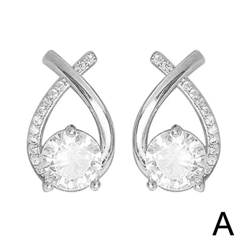 Boucles d'oreilles à tige en croix tendance pour femmes et filles, bijoux en cristal élégants de style coréen, boucles d'oreilles en queue de poisson, cadeaux pour dames