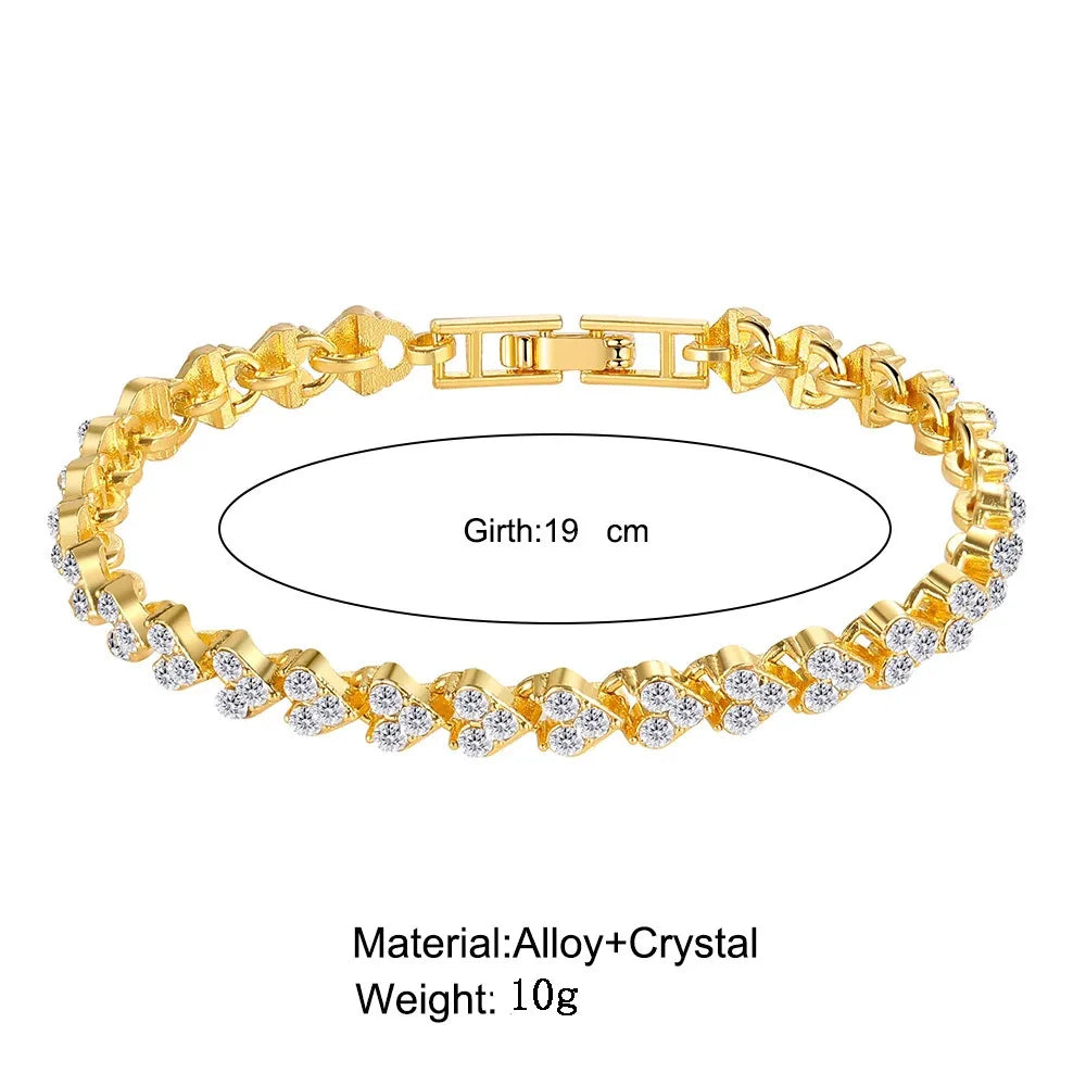 Luxury Roman Crystal Geometric Chain Bracelets for Women Trendy 2024 Goth Full Rhinestone Charm Bangles Wed Jewelry Accessories