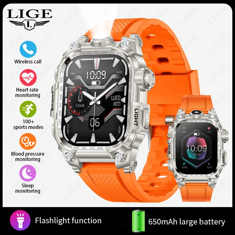 LIGE Smart Watch for Men Military Sports 3ATM Waterproof Watch Smart Heart Rate Monitor Electronic Watches Mens Smartwatch reloj