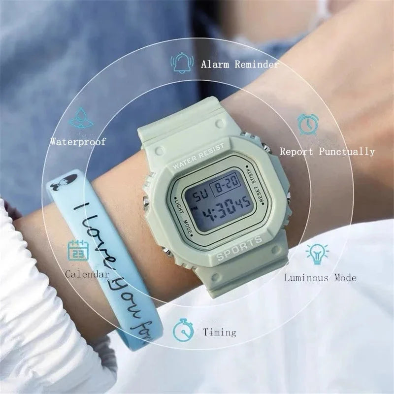 New Fashion Transparent Electronic Watch LED Ladies Wristwatch Sports Waterproof Electronic watchs Candy Multicolor Student Gift