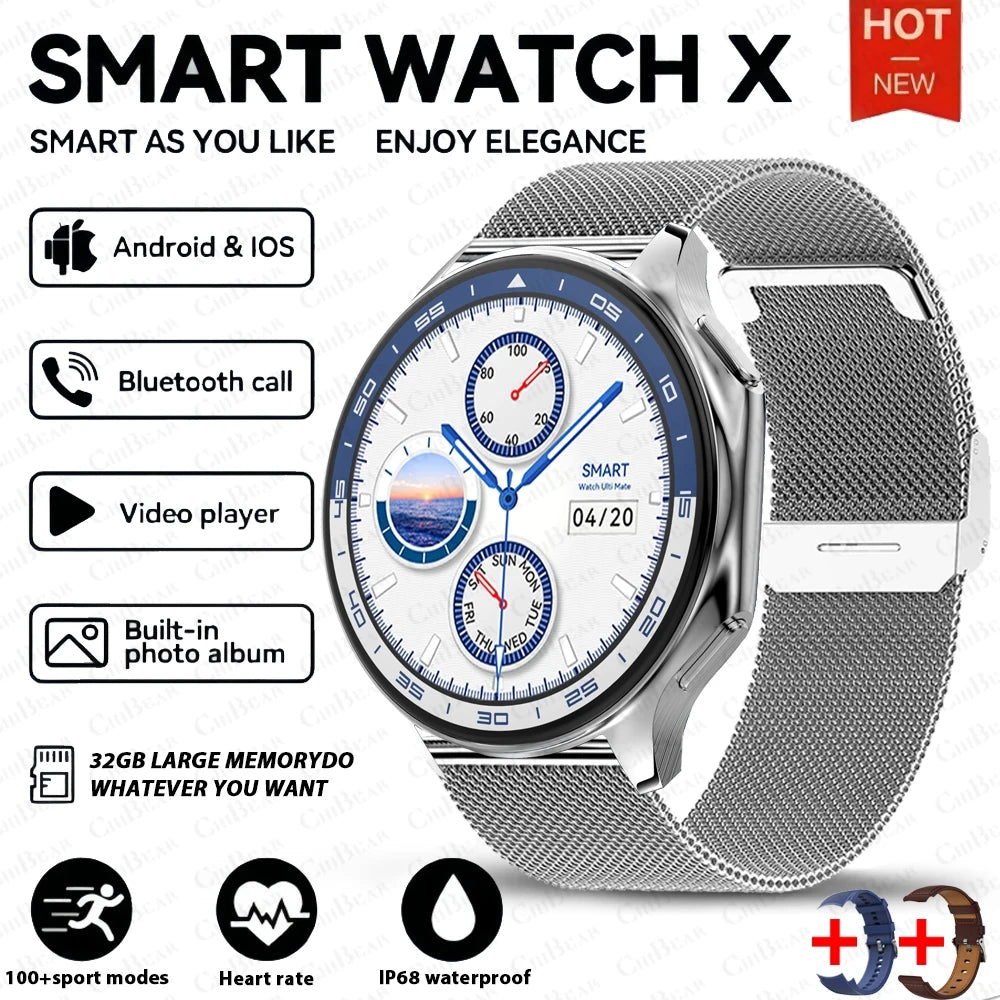 OPPO Watch X AMOLED 32GB Smartwatch Waterproof Men Smart Watch Bluetooth Call Connect Headphones TWS Music 3D UI Mode Video 2024