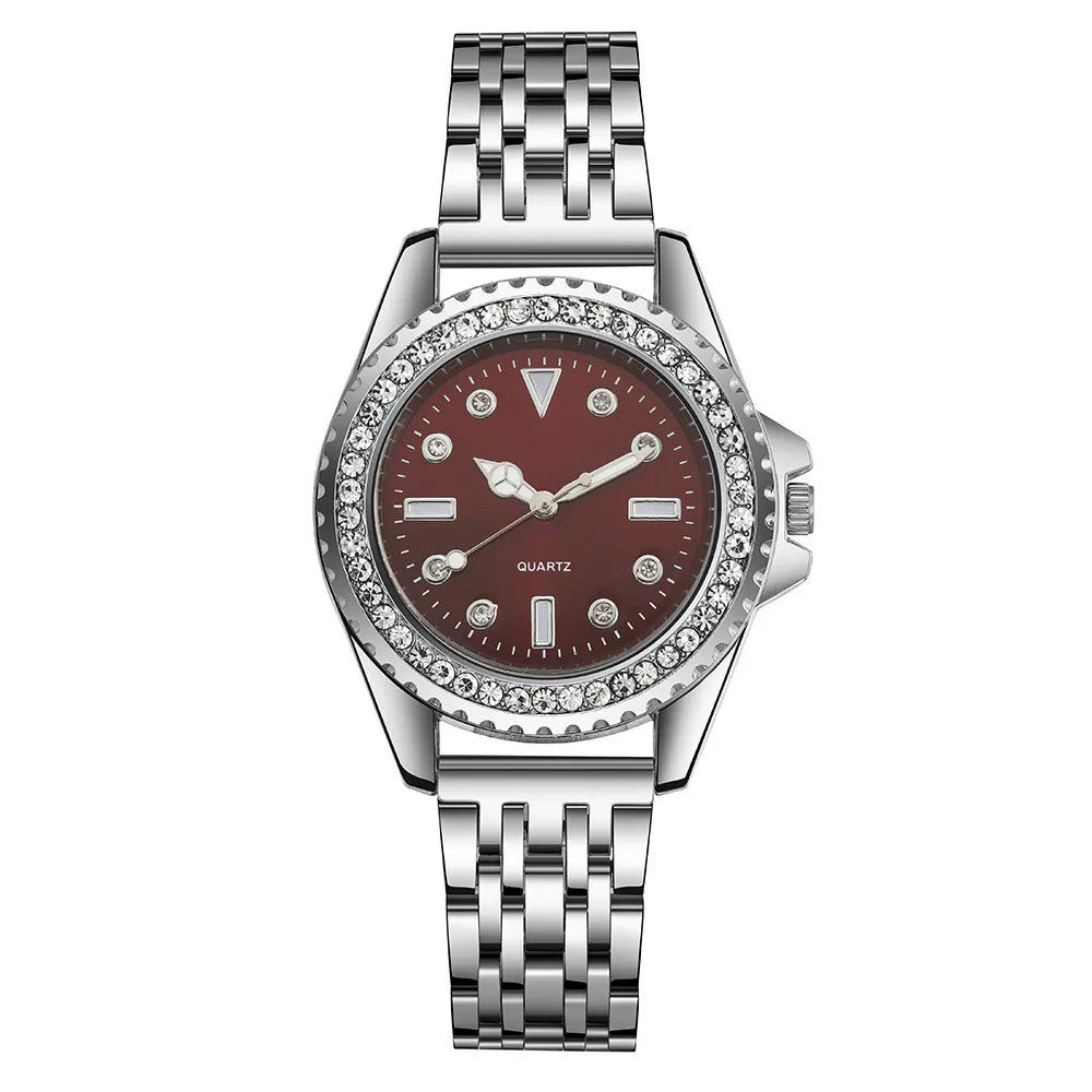 Fashion Ladies Silver Simple Full Diamond English Watch 2023 New Brand Women's Stainless Steel Clock Luxury Dress Watches