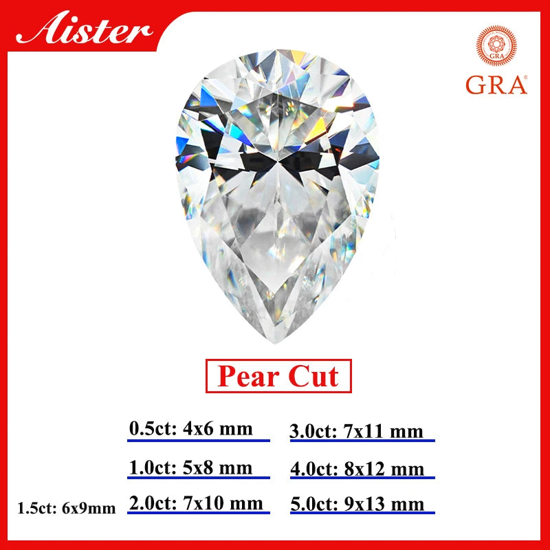 D Color Moissanite Stone Round / Oval / Pear / Radiant / Emerald / Heart / Princess / Cushion / Asscher /Trilliant Cut 1.0-5.0ct