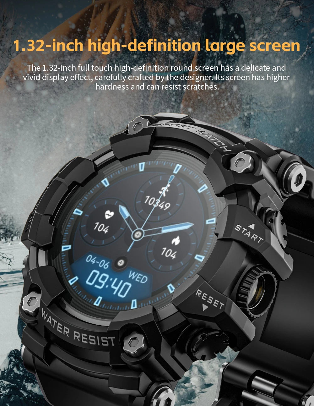 LOKMAT Rugged Sport Smart Watch ATTACK-GT Bluetooth Calls Colorful Waterproof Military Smartwatches with Flashlight for Phone