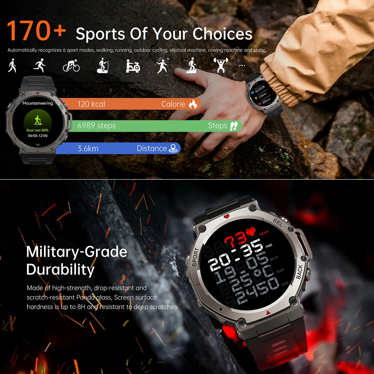 2025 New GPS Smart Watch Men 1.43" AMOLED HD Screen Compass Altimeter 5ATM Waterproof Outdoor Military Smart Bracelet For HUAWEI