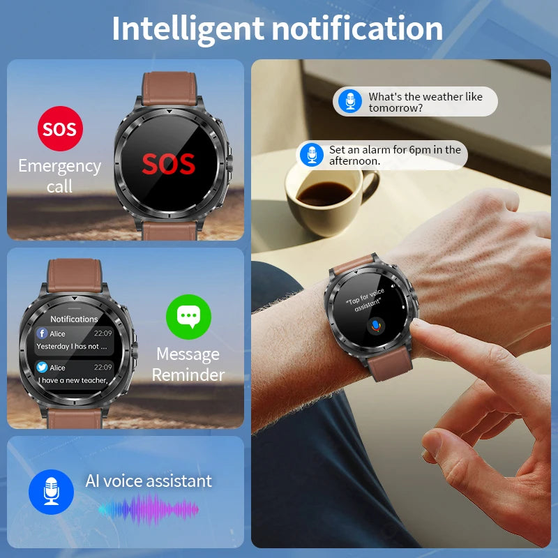 2025 AI Medical Diagnosis Smart Watch Bluetooth Call Blood Sugar Blood Lipid Uric Acid Monitor HRV ECG Smartwatch For Men Women