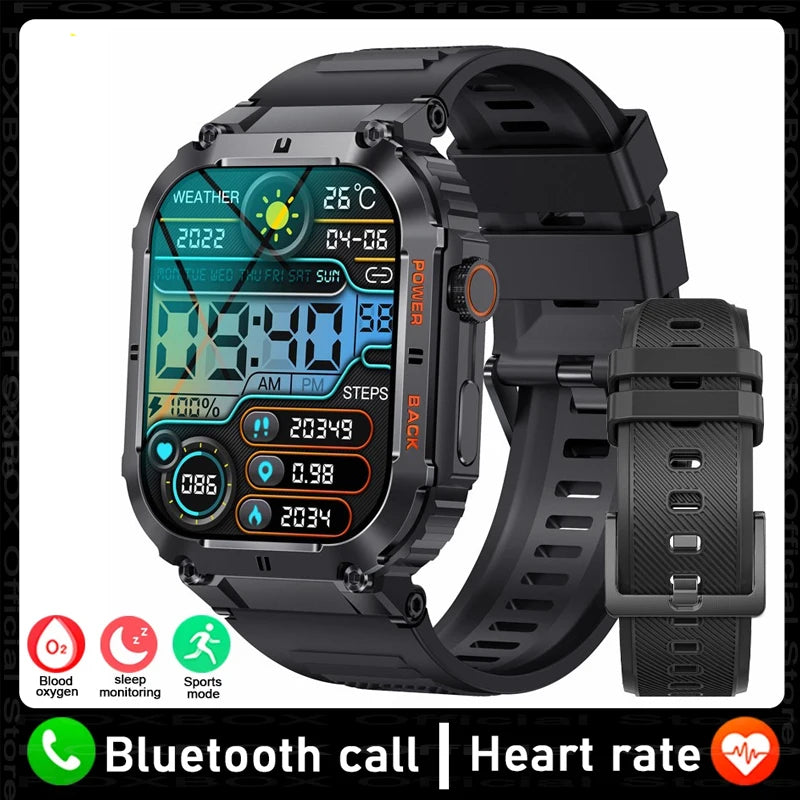 For All Smartphone Connections Bluetooth Call Sports Fitness Bracelet Waterproof Smartwatch Men's Watch Outdoor Rugged Military