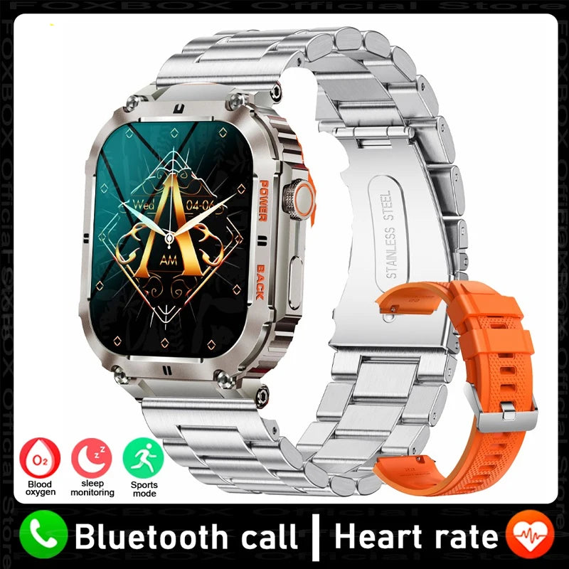 For All Smartphone Connections Bluetooth Call Sports Fitness Bracelet Waterproof Smartwatch Men's Watch Outdoor Rugged Military