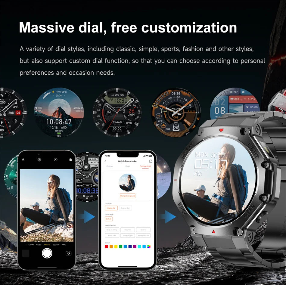 2025 New LED Smart Watch Men's HD AMOLED Bluetooth Call Waterproof Smartwatch Heart Rate Monitoring Women's Health Smart Watches