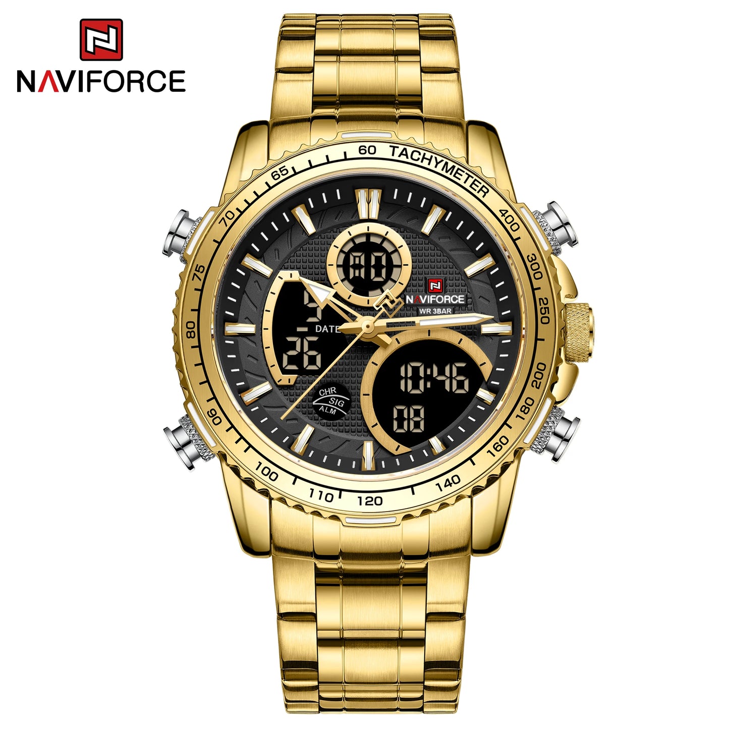 NAVIFORCE Fashion Men Watch Luxury Brand Sport Watch For Men Chronograph Quartz Wristwatch Military Waterproof Steel Band Clock