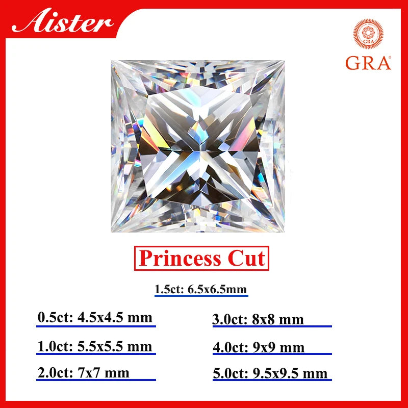 D Color Moissanite Stone Round / Oval / Pear / Radiant / Emerald / Heart / Princess / Cushion / Asscher /Trilliant Cut 1.0-5.0ct