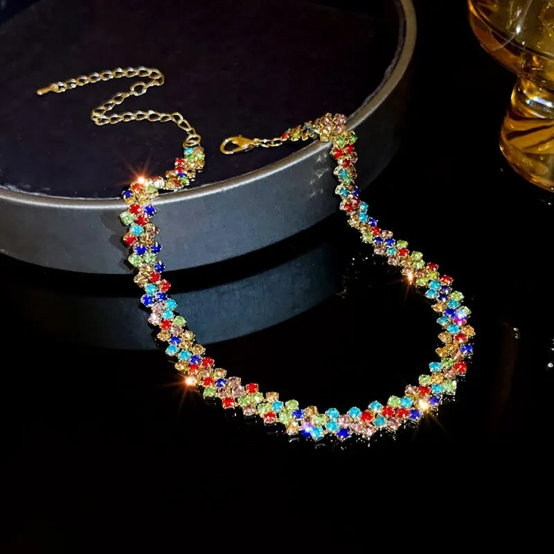 Luxury Shiny Full Rhinestone Choker Necklace for Women Personalized Geometric Crystal Necklaces Wedding Jewelry Party Gifts