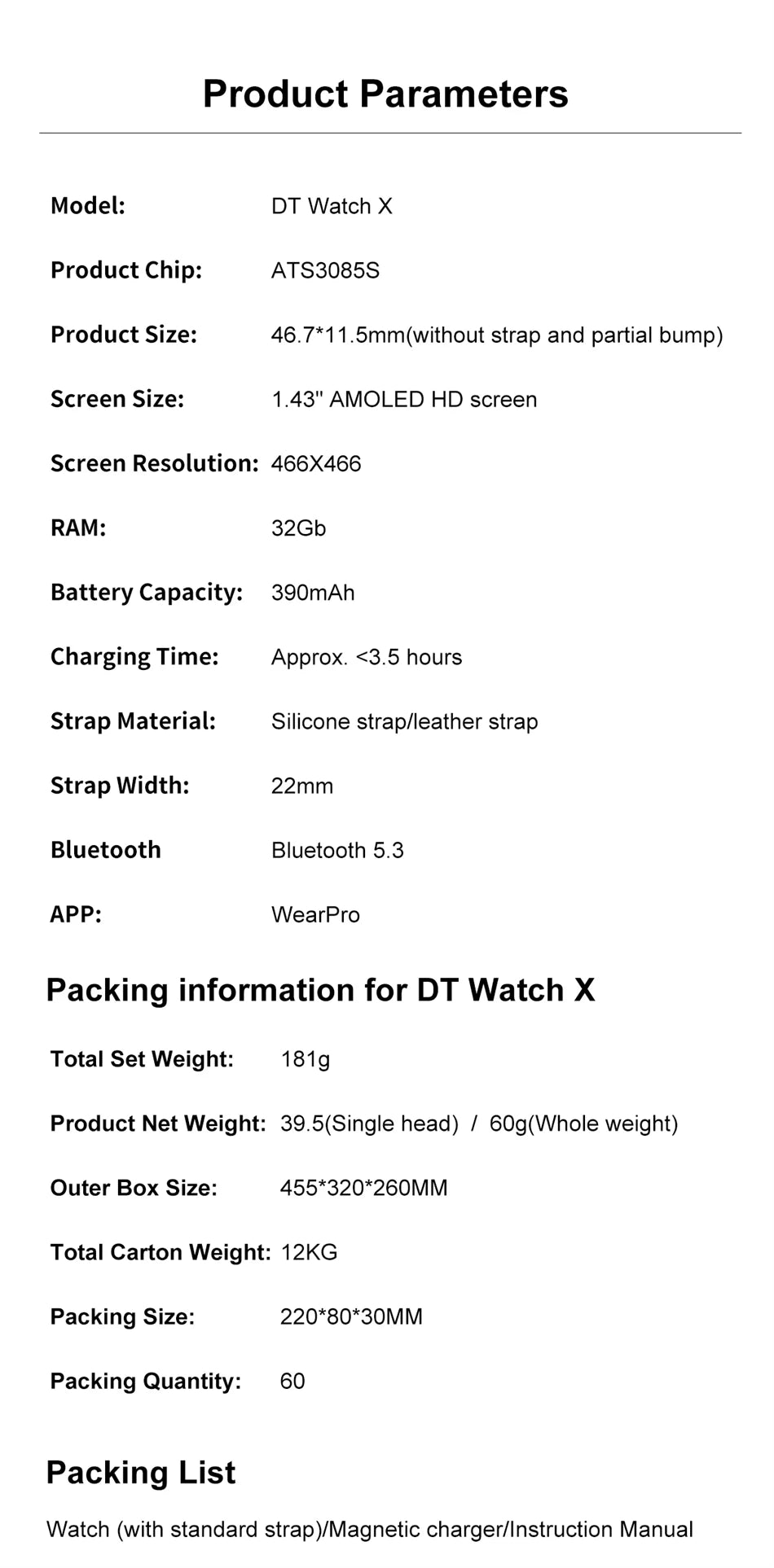 OPPO Watch X AMOLED 32GB Smartwatch Waterproof Men Smart Watch Bluetooth Call Connect Headphones TWS Music 3D UI Mode Video 2024