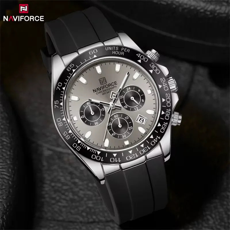 NAVIFORCE Luxury Men's Watch Waterproof Sports Quartz Clock Silicone Strap Chronograph Luminous Wristwatches Relogio Masculino