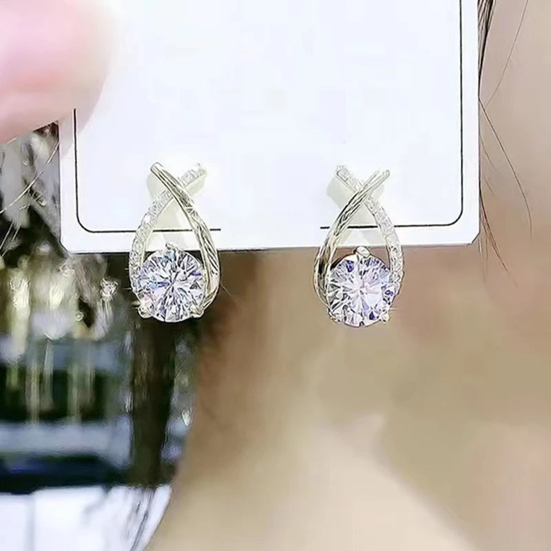 Ladies Jewelry Stylish Design Exquisite Women's Earrings for Gifts Crystal Stud Earrings Elegant Accessories Best Selling Slim