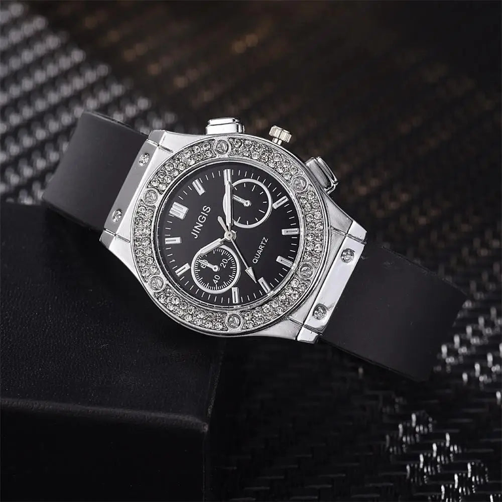 Fashion 2023 Rubber Women Watches Luxurious Brand Casual Diamond Female Quartz Wristwatches Simple Sport Clock Relogio Feminino