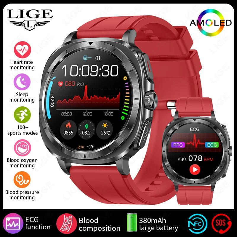 2025 AI Medical Diagnosis Smart Watch Bluetooth Call Blood Sugar Blood Lipid Uric Acid Monitor HRV ECG Smartwatch For Men Women