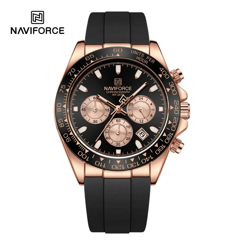 NAVIFORCE Luxury Men's Watch Waterproof Sports Quartz Clock Silicone Strap Chronograph Luminous Wristwatches Relogio Masculino