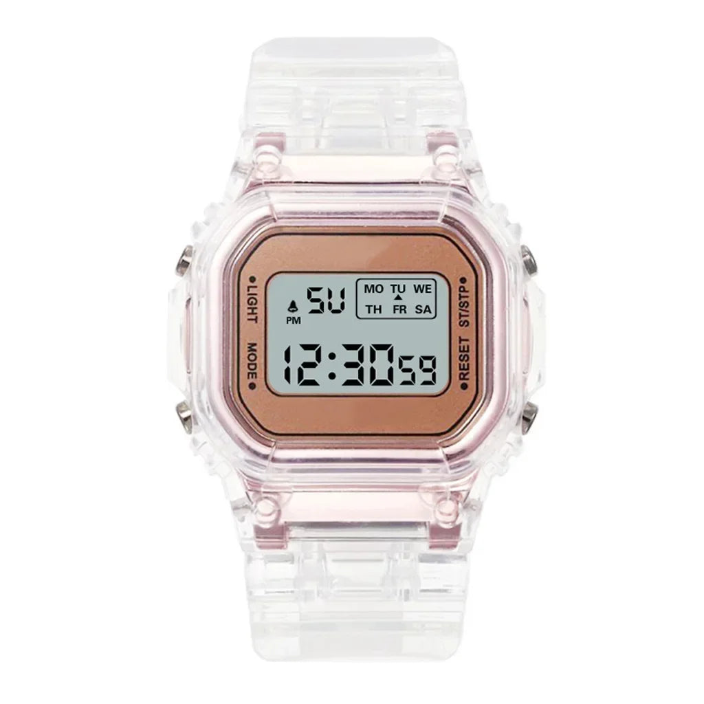 New Fashion Transparent Electronic Watch LED Ladies Wristwatch Sports Waterproof Electronic watchs Candy Multicolor Student Gift