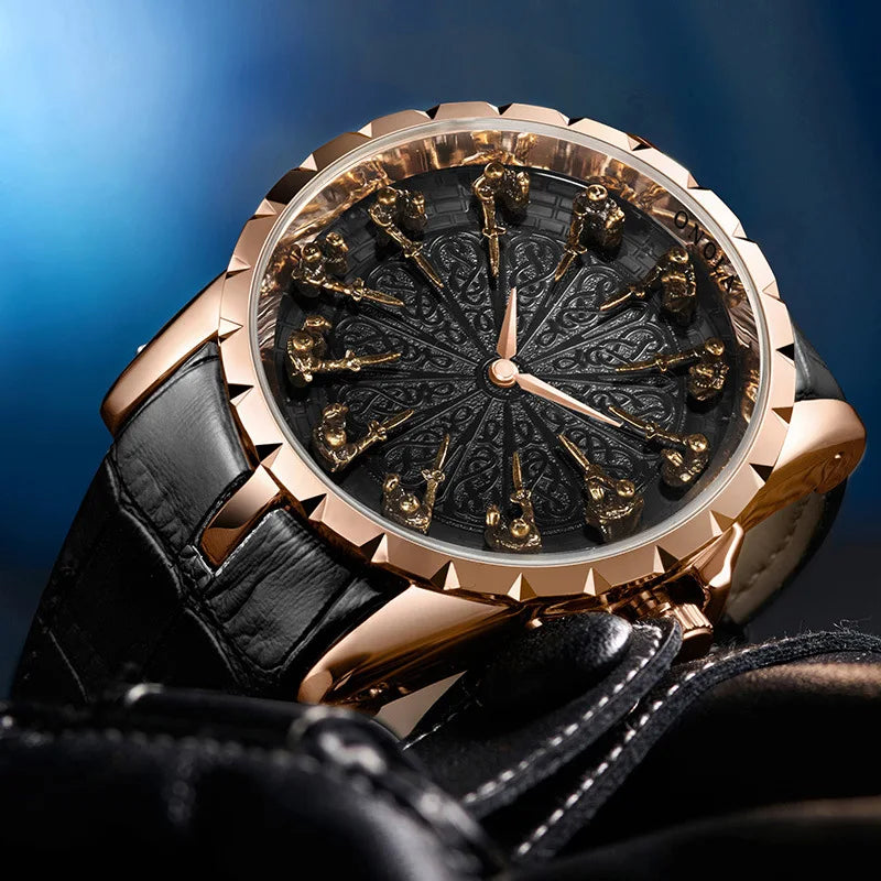 UTHAI CQ312 Medieval style men's waterproof twelve knight quartz watch and the best choice for gift giving occasions