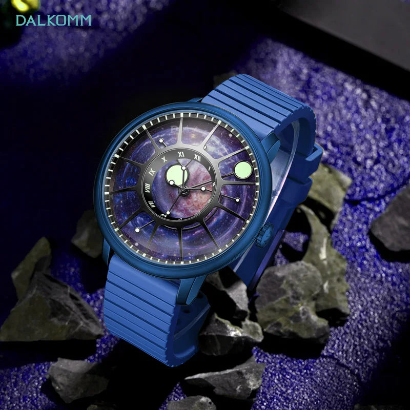 DALKOMM 2024 Design New Mechanical Watch NH35 Planet Theme Automatic Watch Men's Luminous Hands 100M Waterproof Rubber Strap