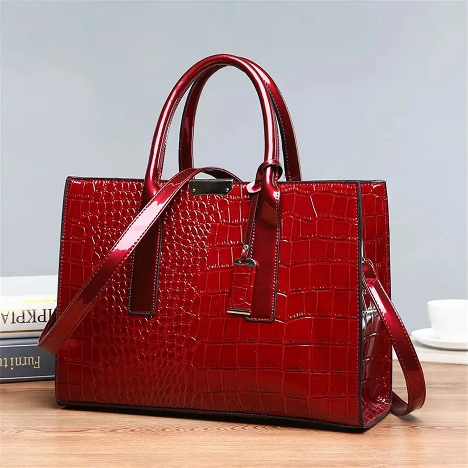 Brand Leather 3 Layers Alligator Crossbody Bag for Women Female Shoulder Messenger Sac Luxury Designer Ladies Handbags