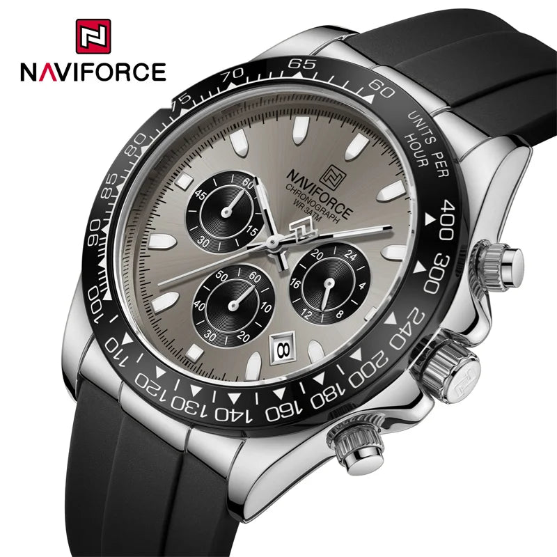 NAVIFORCE Luxury Men's Watch Waterproof Sports Quartz Clock Silicone Strap Chronograph Luminous Wristwatches Relogio Masculino