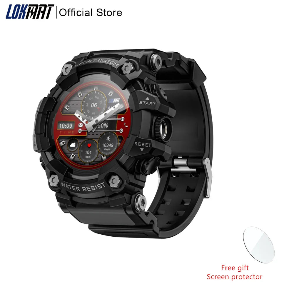 LOKMAT Rugged Sport Smart Watch ATTACK-GT Bluetooth Calls Colorful Waterproof Military Smartwatches with Flashlight for Phone