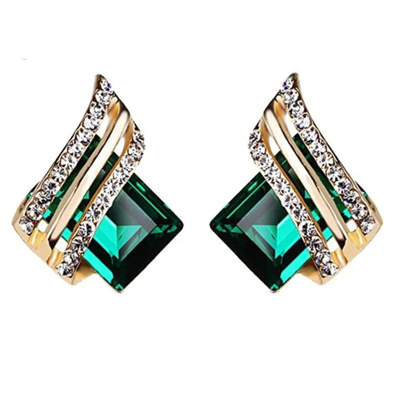 Fashion Gold-plated Zircon Earrings Crystal Earrings Engagement Earrings for women Princess Jewelry Birthday Anniversary Gifts