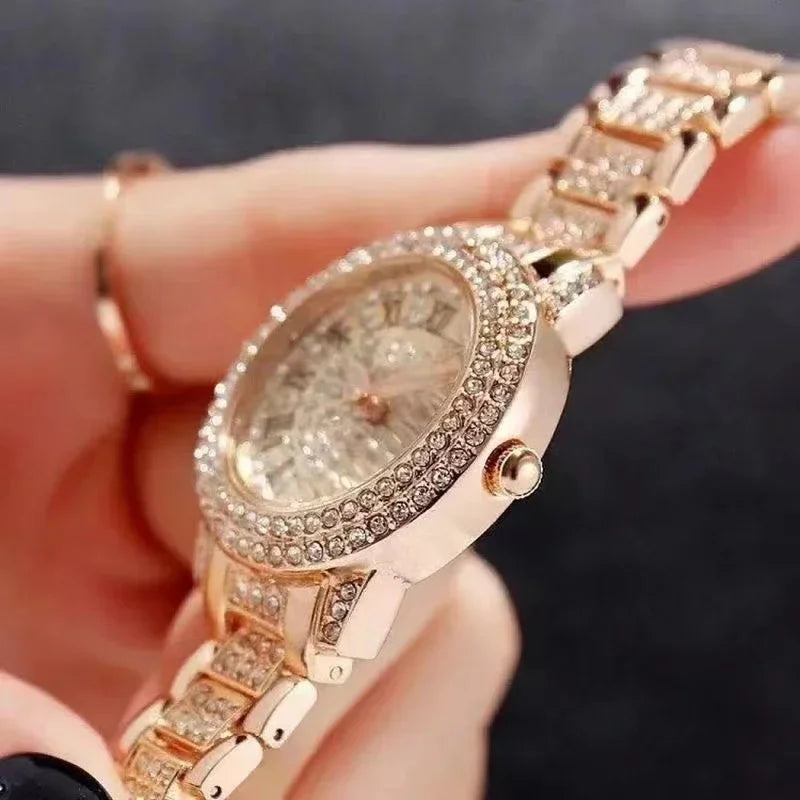 Women's Watch Full Diamond Top Luxury Brand Quartz Steel Watches For Ladies Punk Elegant Zircon Crystal Fashion Wristwatch Clock