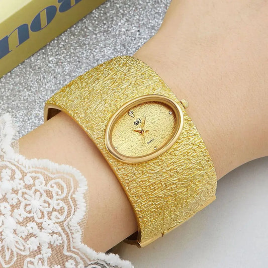 Montre-bracelet pour femme ASJ reloj mujer Gold Luxury Bark Pattern Montre simple pour femme relojes para damas