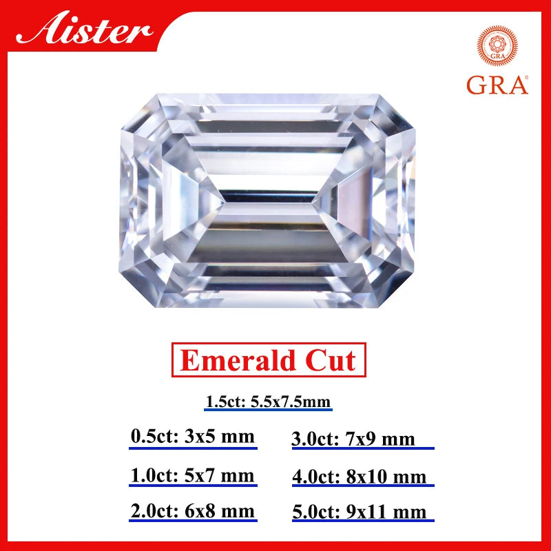 D Color Moissanite Stone Round / Oval / Pear / Radiant / Emerald / Heart / Princess / Cushion / Asscher /Trilliant Cut 1.0-5.0ct