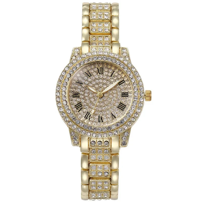 Women's Watch Full Diamond Top Luxury Brand Quartz Steel Watches For Ladies Punk Elegant Zircon Crystal Fashion Wristwatch Clock