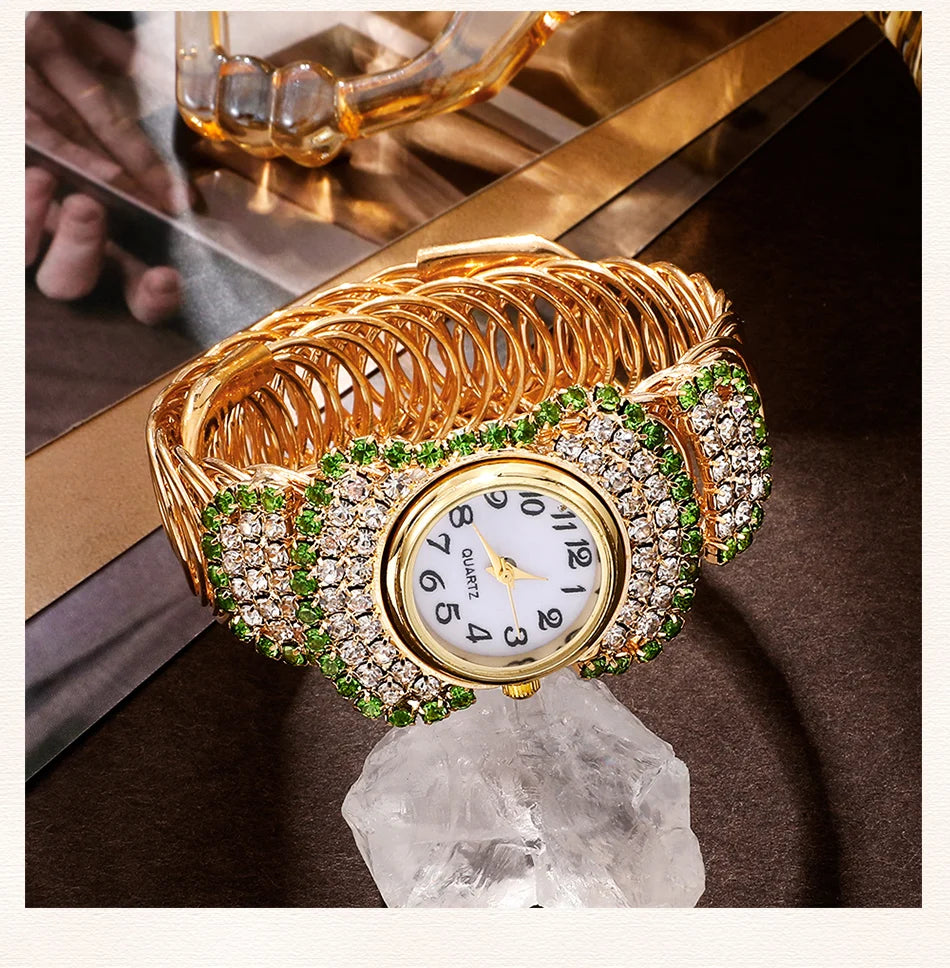 New Luxury Watches Rhinestone Women Fashion Elegant Wristwatch Female Quartz Watch For Girl Ladies Jewelry Set Relogio Feminino