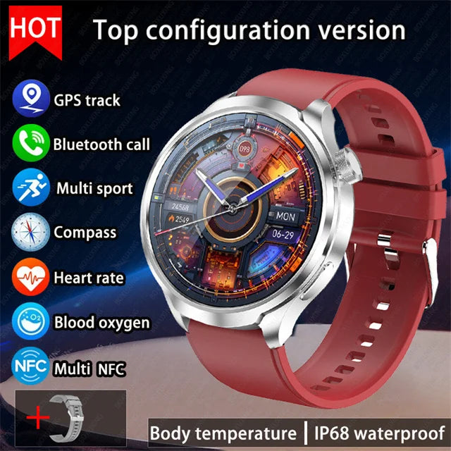 2024 New For HUAWEI Outdoor Sports Smart Watch Men AMOLED Screen NFC GPS Compass Heart rate Waterproof Bluetooth Call SmartWatch