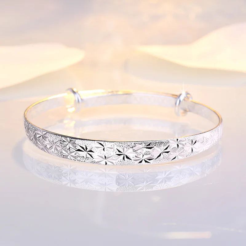 Silver Color Original Romantic Gypsophila Star Bangles For Women Bracelets Fashion Party Wedding Accessories Jewelry