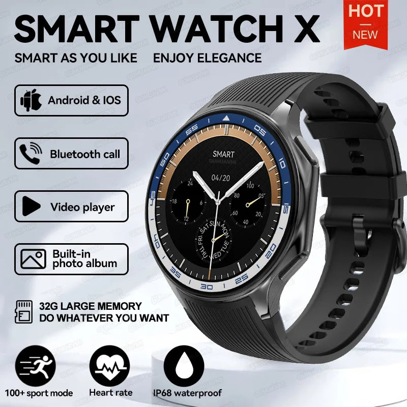 2024 New For OPPO Watch X Smart Watch 4G Memory Music Video Bluetooth Call IP68 Waterproof AMOLED Smartwatch For TWS Earphones ﻿