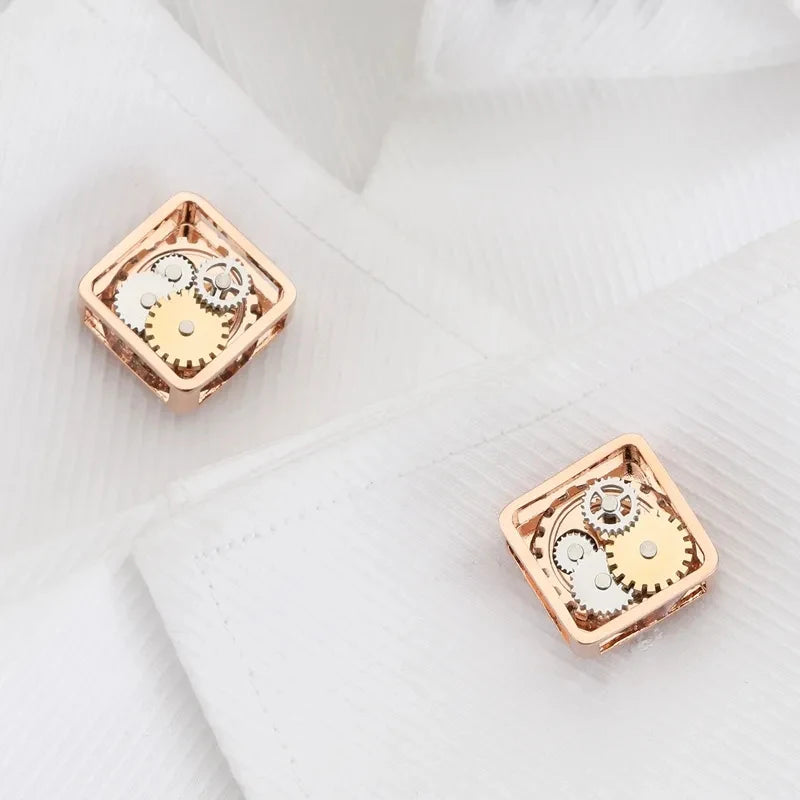 Brand Designer Watch Movement Cufflinks For Mens Business Wedding Shirt Cuff Links Gear Mechanism Functional Cufflink Jewelry