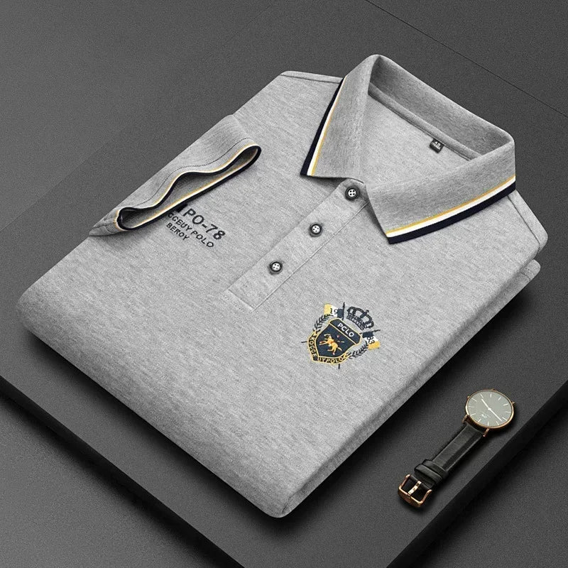 Summer Mens Short Sleeve Polo Shirt Luxury Embroidered Tshirts Lapel Anti-wrinkle Lightweight Tops Cotton Mens T Shirts