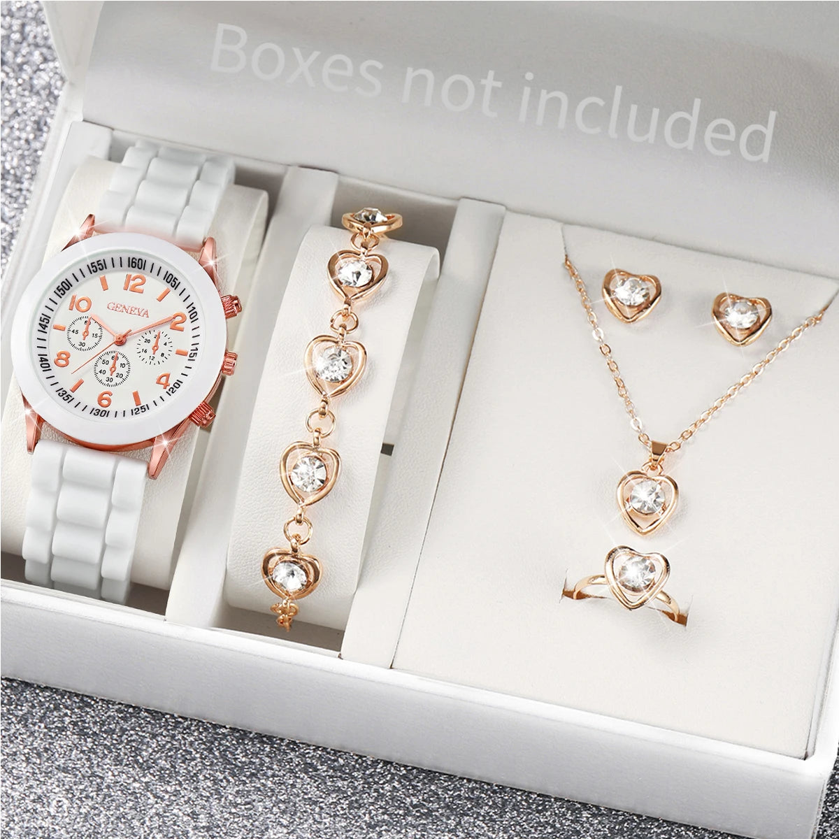 5/6PCS Women Watches Fashion Silicone Band Women Quartz Watches Jewelry Set Reloj Mujer Girls Clock Gift (Without Box)