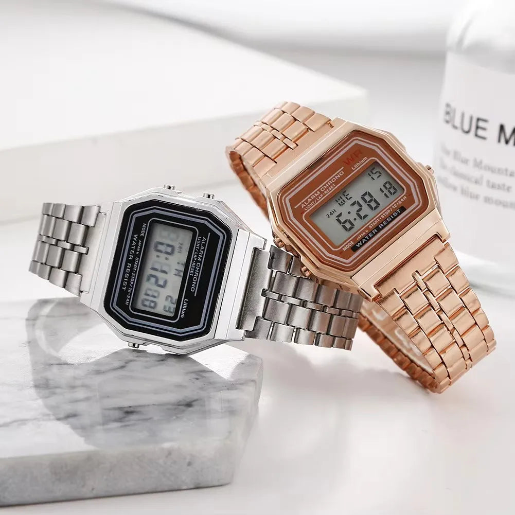 Sport Watch Men Digital Led Fashion Luxury Stainless Steel Square Wristwatch Electronic Womens Watches Male Clock Reloj Hombre