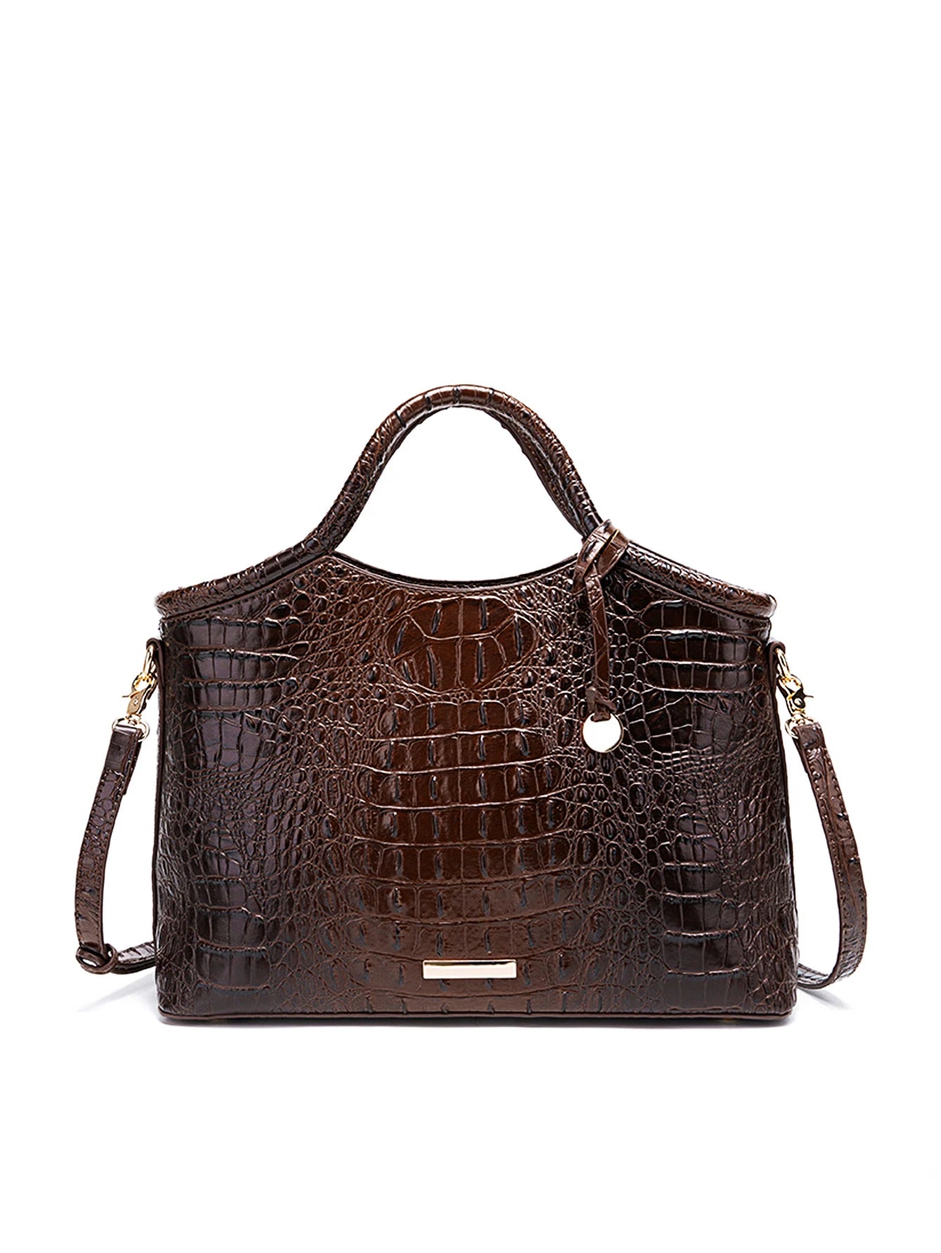 Genuine leather crocodile pattern colorful solid color high-end retro women's handbag