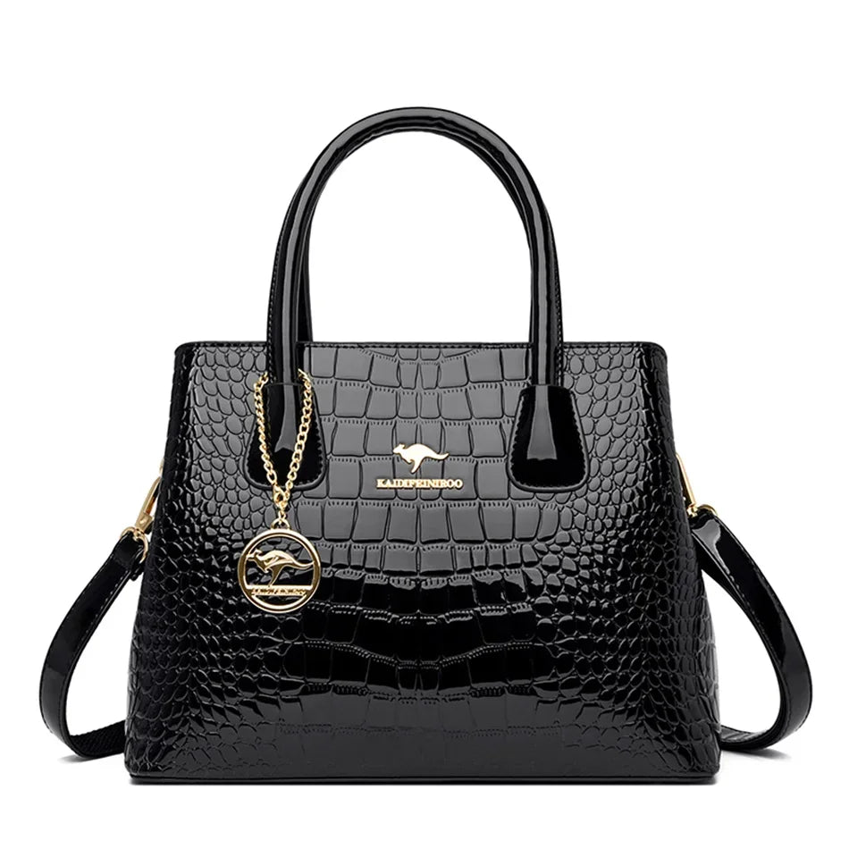 Luxury Patent Leather Crossbody Bags Women Crocodile Pattern Sac 2024 Large Capacity Ladies Shoulder Tote Bags Designer Purse