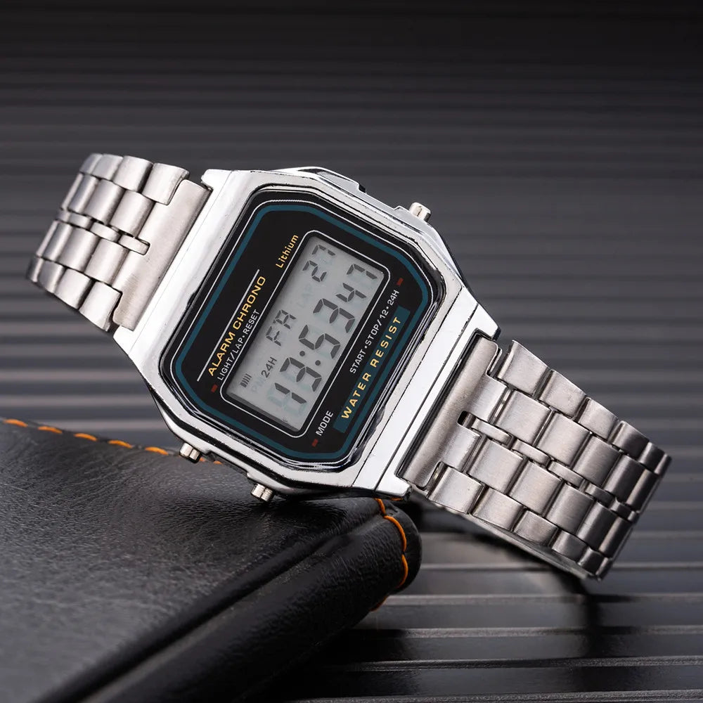 Sport Watch Men Digital Led Fashion Luxury Stainless Steel Square Wristwatch Electronic Womens Watches Male Clock Reloj Hombre