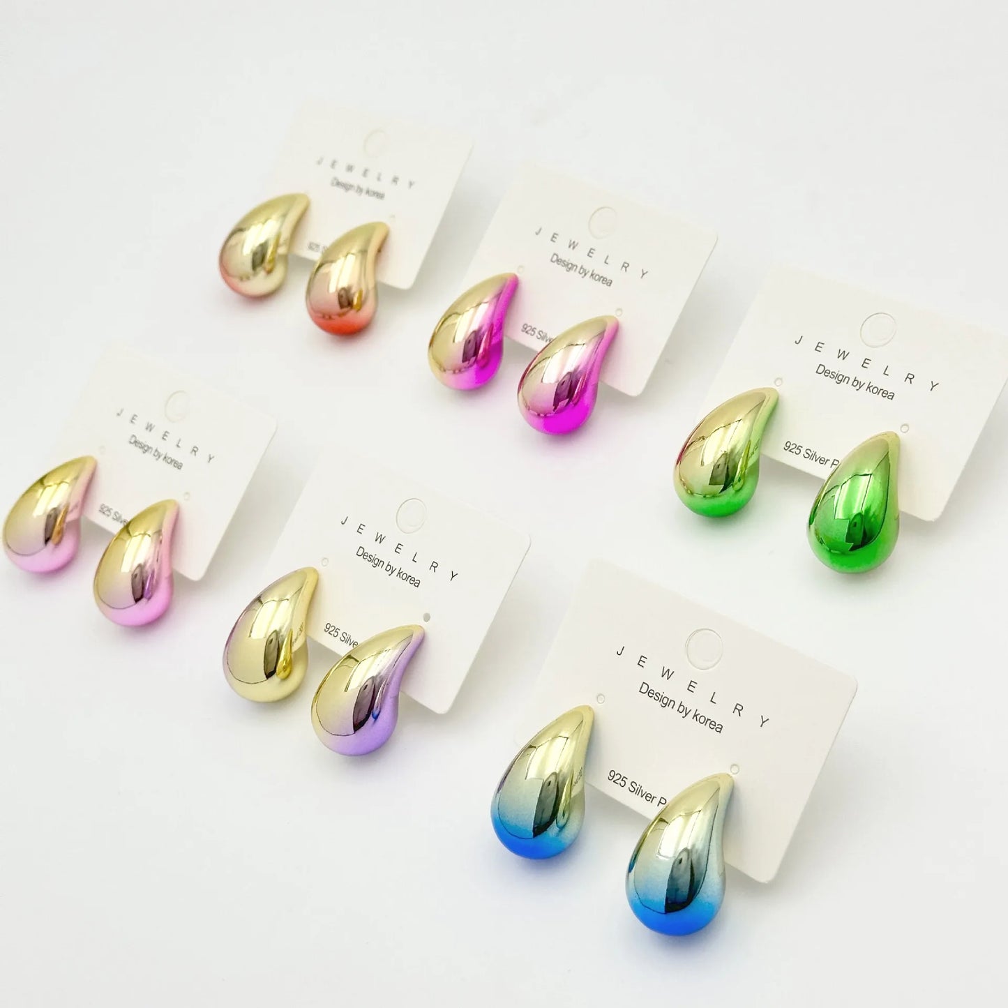 YILUOCD 2024 New Fashion Thick Colorful Teardrop Earrings Gradient Waterdrop Drop Earrings for Women Chunky Dome Jewelry Gifts