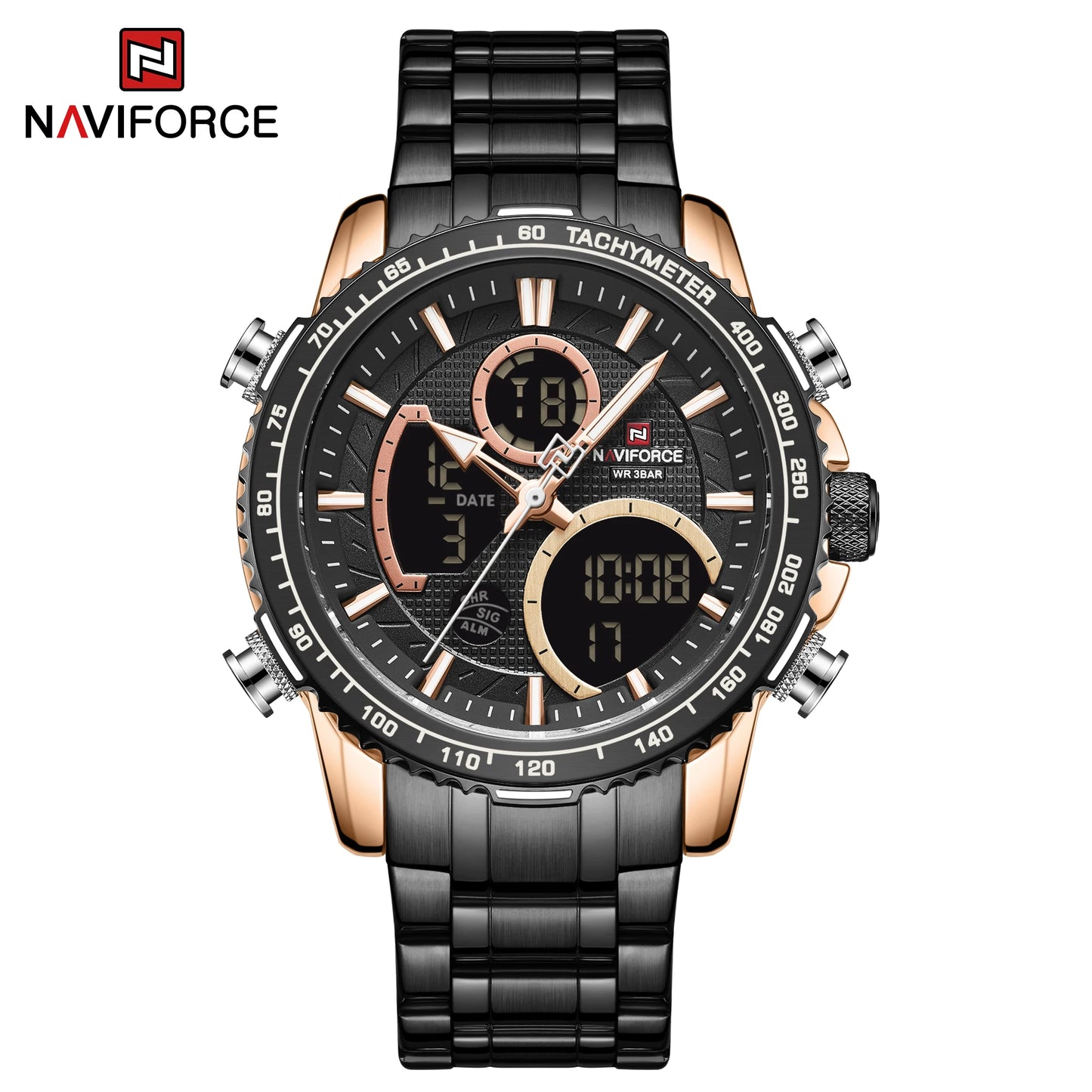 NAVIFORCE Fashion Men Watch Luxury Brand Sport Watch For Men Chronograph Quartz Wristwatch Military Waterproof Steel Band Clock