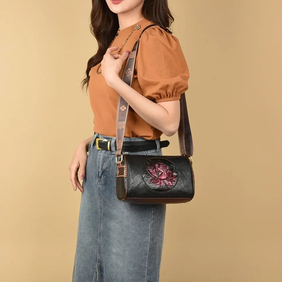 Genuine Soft Leather Handbags for Women Vintage Shoulder Tote Bag Luxury Designer Ladies Large Capacity Purse Bags Sac A Main