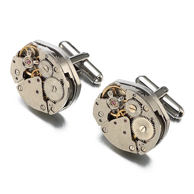 Brand Designer Watch Movement Cufflinks For Mens Business Wedding Shirt Cuff Links Gear Mechanism Functional Cufflink Jewelry