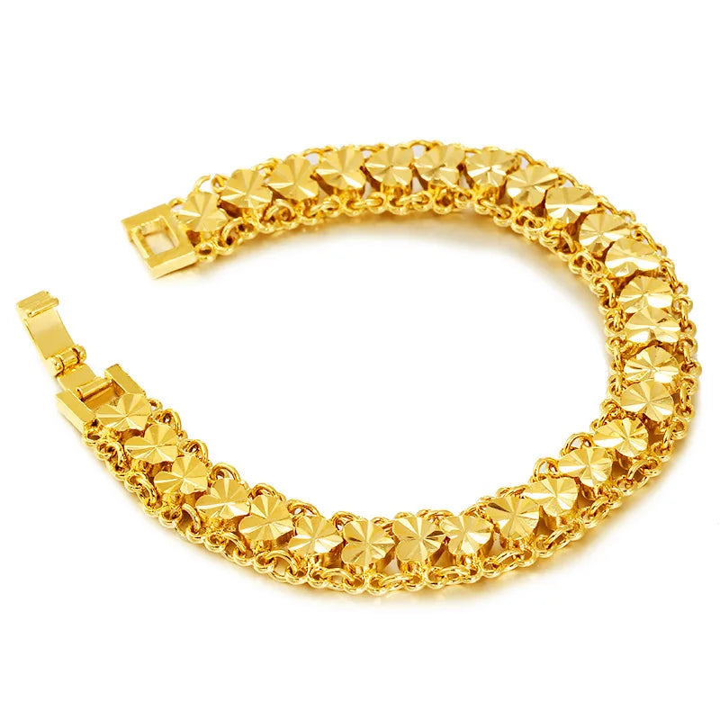 925 Silver 24k Gold Plated Women's Bracelet 18cm - 19cm Chain Bracelet Fine Jewelry